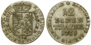 Poľsko, 1/12 toliarov (dwugrosz), 1765 EDC, Drážďany