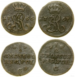 Poland, set of 2 half-pennies, 1766 and 1767, Cracow