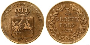 Poľsko, 3 Polish grosze, 1831, Varšava