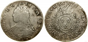 Frankreich, écu aux lauriers, 1736 L, Bayonne