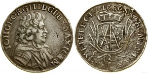 Allemagne, 2/3 thaler (florin), 1686 C-F, Dresde