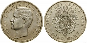 Germania, 5 marchi, 1888 D, Monaco di Baviera