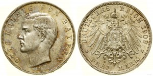 Allemagne, 3 marks, 1909 D, Munich