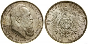 Germania, 3 marchi, 1911 D, Monaco di Baviera
