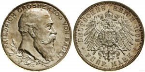 Německo, 5 marek, 1902, Karlsruhe