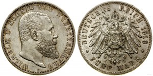 Allemagne, 5 marks, 1913 F, Stuttgart