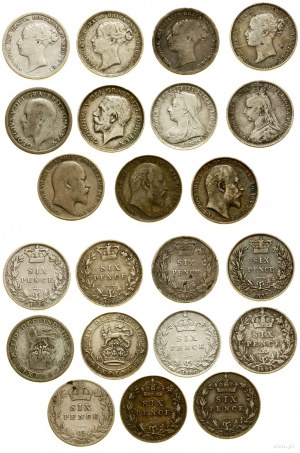 Velká Británie, sada: 11 x 6 pencí, 1872-1926, Londýn