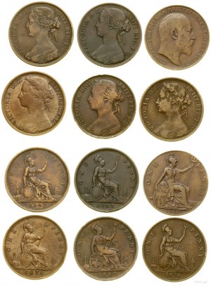 Velká Británie, sada: 6 x pence, 1862-1909, Londýn