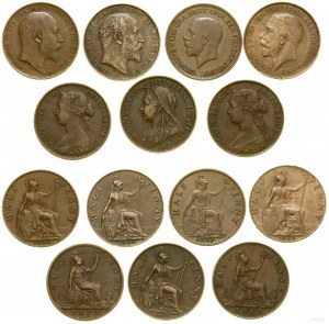 Velká Británie, sada: 7 x 1/2 pence, 1861-1929, Londýn