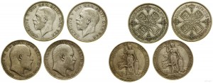 Grande-Bretagne, série : 4 x florins, 1907, 1909, 1931, 1936, Londres