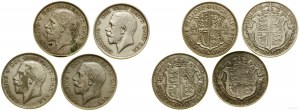 Great Britain, set: 4 x 1/2 crowns, 1920, 1922, 1923, 1928, London