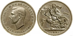 Spojené království, crown (5 shillings), 1951, London, CuNi