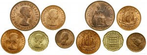 Spojené kráľovstvo, sada 11 mincí, 1953-1967