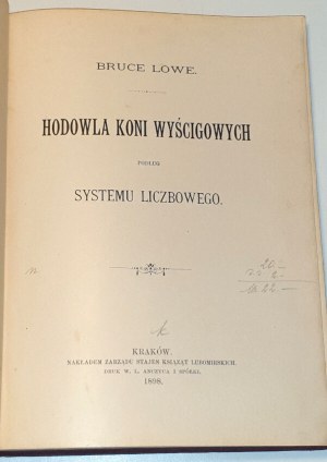 LOWE- HODOWLA KONI WYŚCIGOWYCH Kraków 1898