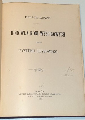 LOWE- HODOWLA KONI WYŚCIGOWY Kraków 1898