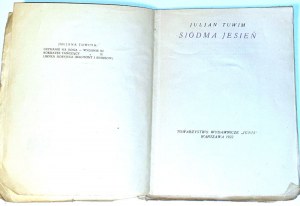 TUWIM- SIÓDMA JESIEŃ wyd. 1922 z podpisem autora