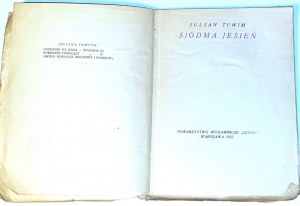 TUWIM- SESTO JESIEŃ pubblicato nel 1922 con firma dell'autore.