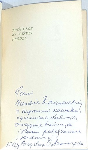 OSTROMĘCKI- YOUR VOICE ON EVERY ROAD 1st edition Author's dedication to Wanda Karczewska.