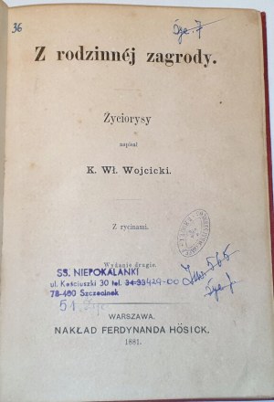 WOJCICKI- ŻYCIORYSY ZNAKOMITYCH KRAJOWCÓW t.1 wyd. 1881r. ryciny OPRAWA WYDAWNICZA