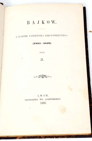 KRAUSHAR- BAJKOW. ZE STRÁNEK RUKOPISNÉHO DENÍKU 1893