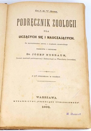 BOAS-HANDBOOK OF ZOOLOGY 1893 centinaia di incisioni