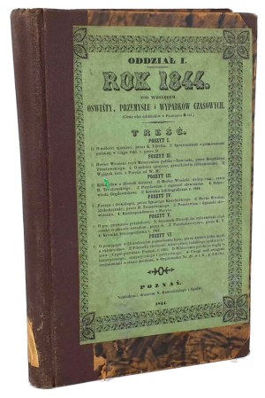 JAHR 1844 in Bezug auf Bildung, Industrie und vorübergehende Unfälle I-VI