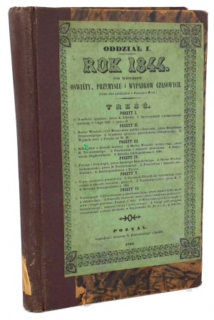 ROK 1844 z hľadiska vzdelávania, priemyslu a dočasných nehôd I-VI
