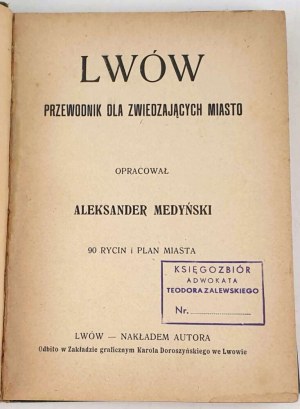 MEDINSKY- Lviv Guide for Visitors to the City City PLAN 1936