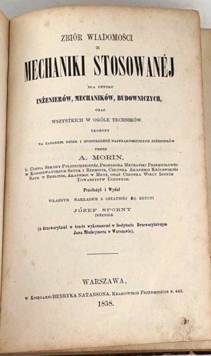 MORIN - ZBIÓR WIADOMOŚCI Z MECHANIKI STOSOWANEJ