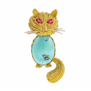 Broche en forme de chat, années 1950-60.