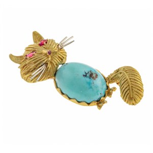 Broche en forme de chat, années 1950-60.