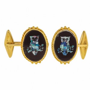 Cufflinks with owl motif, 2nd half of 20th century.