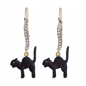 Boucles d'oreilles avec motif de chat, 2e moitié du 20e siècle.