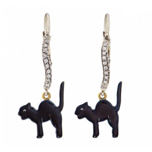 Earrings with cat motif, 2nd half of 20th century.