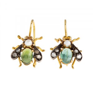 Earrings in the form of flies, mid-20th century.