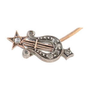 Tie pin with harp motif, late 19th century, Victorian style