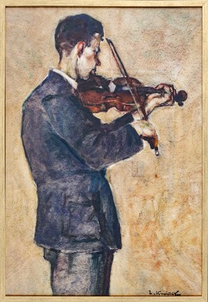 Zdzislaw Kraśnik, Portrait d'un violoniste, seconde moitié du XXe siècle.