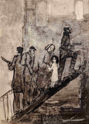 Zdzislaw Lachur, On the steps from the series Ghetto, 1952
