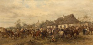 Ludwik Gędłek, Koński targ na przedmieściach, 1881