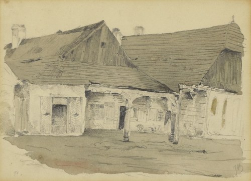 Józef BRANDT (1841-1915), Widok na architekturę drewnianą, ok. 1875