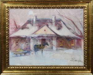 Mieczysław KORWIN-PIOTROWSKI (1869-1930), Devant le manoir en hiver