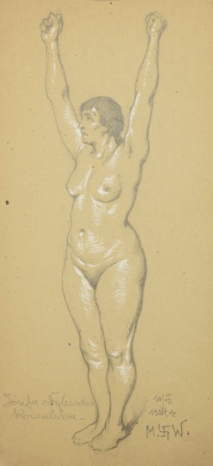 Marian WAWRZENIECKI (1863-1943), Nudo con mani alzate, 1924