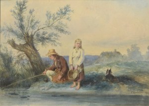 Franciszek KOSTRZEWSKI (1826-1911), Au bord de la rivière, 1875