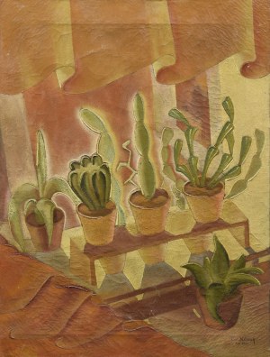 Tadeusz KLIMEK, 20th century, Still life with cacti, 1942