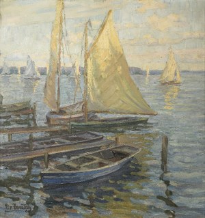 Margarete VON ZAWADZKY (1889-1964), Paesaggio con imbarcazioni