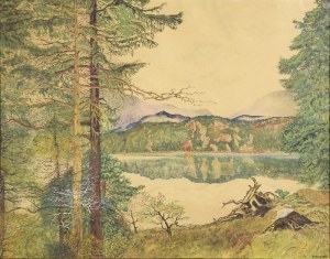 F. DUDZIK, 20th century, Landscape with mountain lake