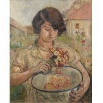 Zygmunt KAŁUSKI (1880-1968), Portret kobiety z polnymi kwiatami