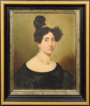 MALIÑSKI, 19th century, Portrait of a woman with pearl jewelry, 1833