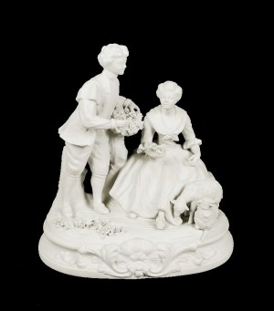 La ditta EDMÉ SAMSON et Cie (attiva dal 1845 al 1980 circa), Coppia: una donna con pecore e un uomo