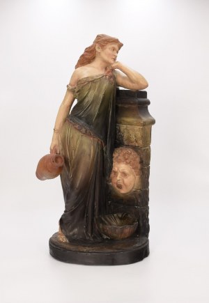 Gugliemo BRACONY (1838-1921) - secondo, Donna con brocca a una fonte (pozzo con cofano)